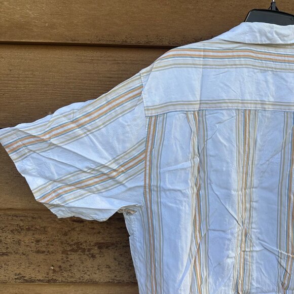 Vintage Tommy Bahama Yellow Pin Striped Silk Button Down Shirt Size XL - Picture 9 of 14